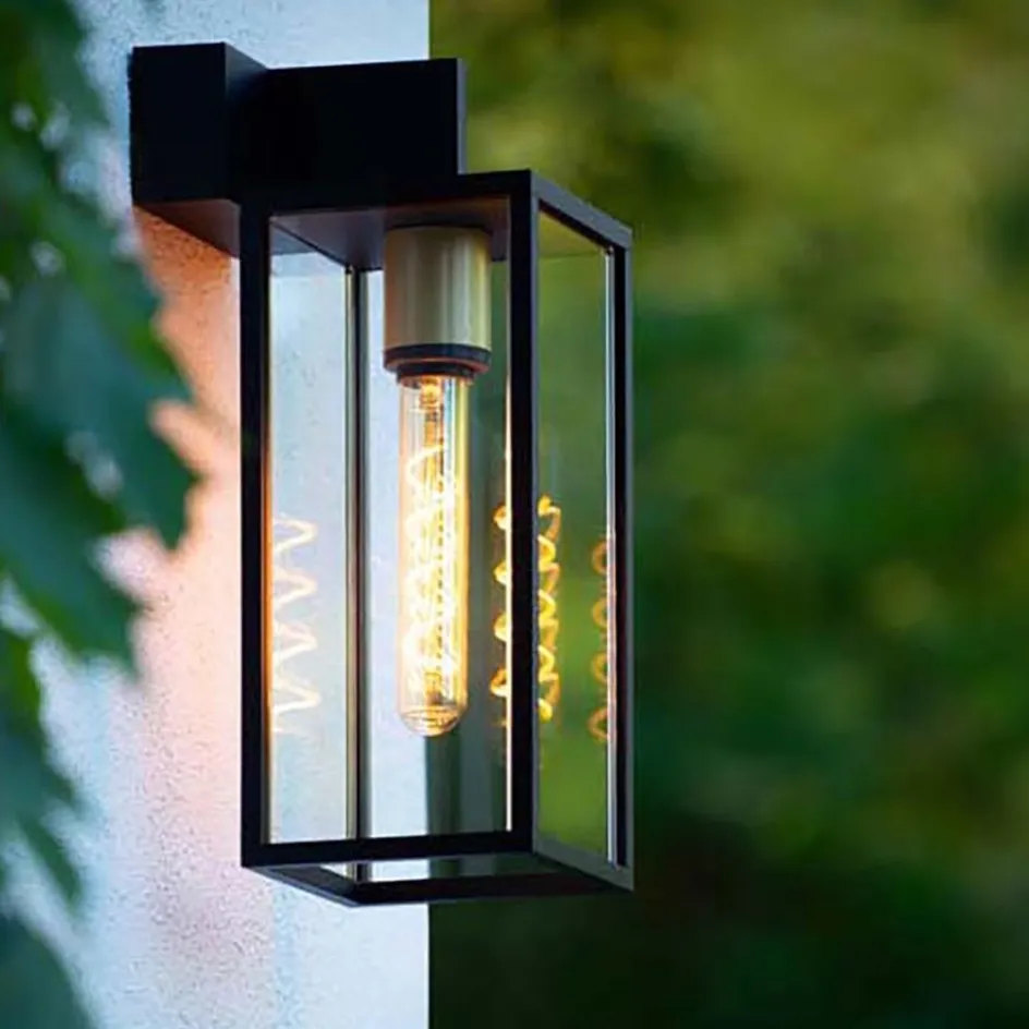 Moderne buitenlamp rechthoek zwart met goud IP54>Straluma Hot