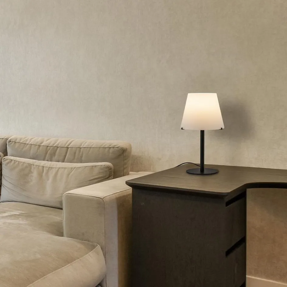 Moderne design tafellamp zwart met witte glazen kap>Straluma Hot