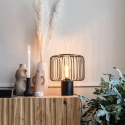 Moderne draad tafellamp mat zwart><noscript><img width=