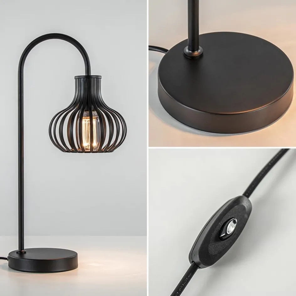 Moderne draad tafellamp onion mat zwart>Straluma