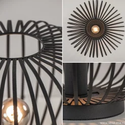 Moderne draad tafellamp rond mat zwart><noscript><img width=