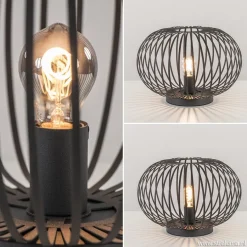 Moderne draad tafellamp rond mat zwart><noscript><img width=