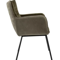 Moderne eetkamerstoel leder met stoffen zitting><noscript><img width=