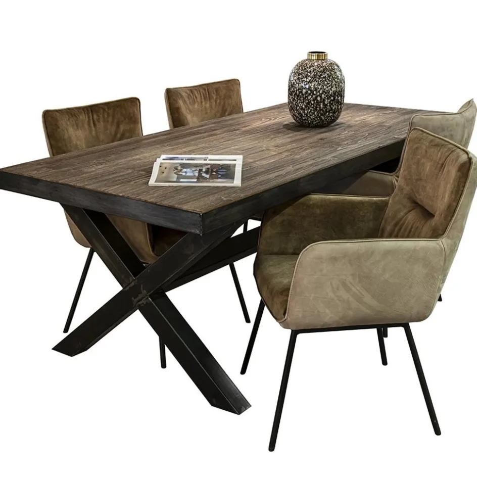 Moderne eetkamerstoel leder met stoffen zitting>Straluma Discount