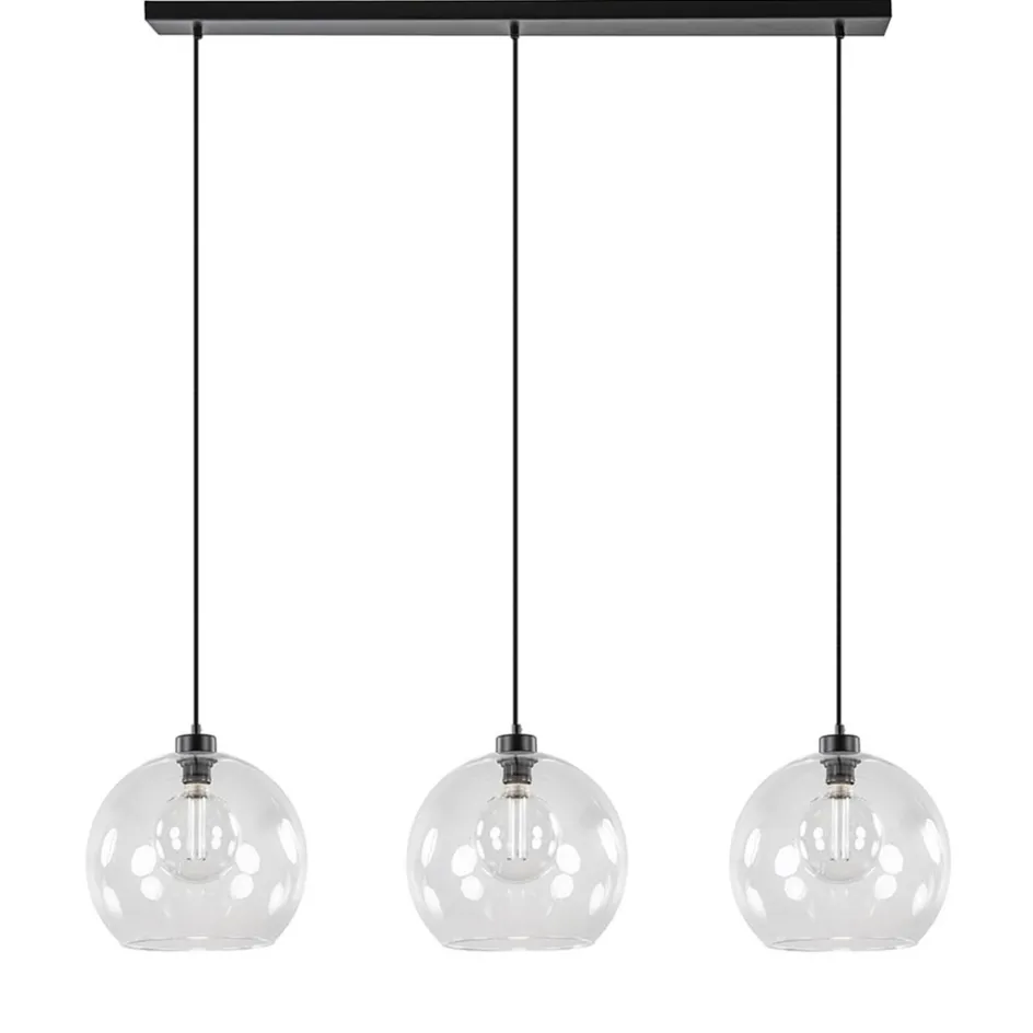 Moderne eettafelhanglamp zwart met helder glas>Straluma Discount