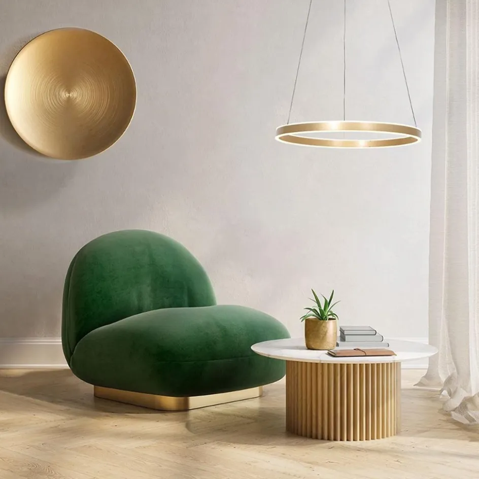 Moderne hanglamp ring goud met geïntegreerd LED>Straluma New