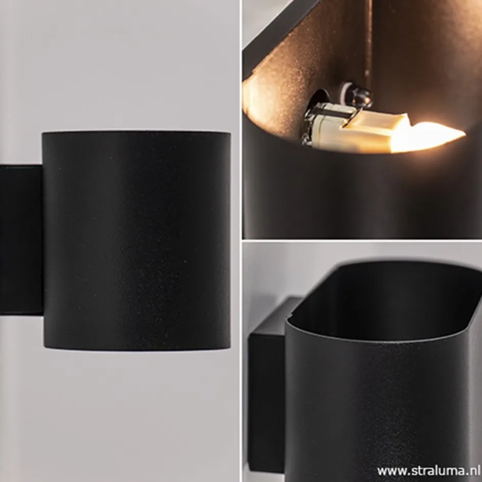 Moderne kleine wandlamp ovaal zwart>Straluma Clearance