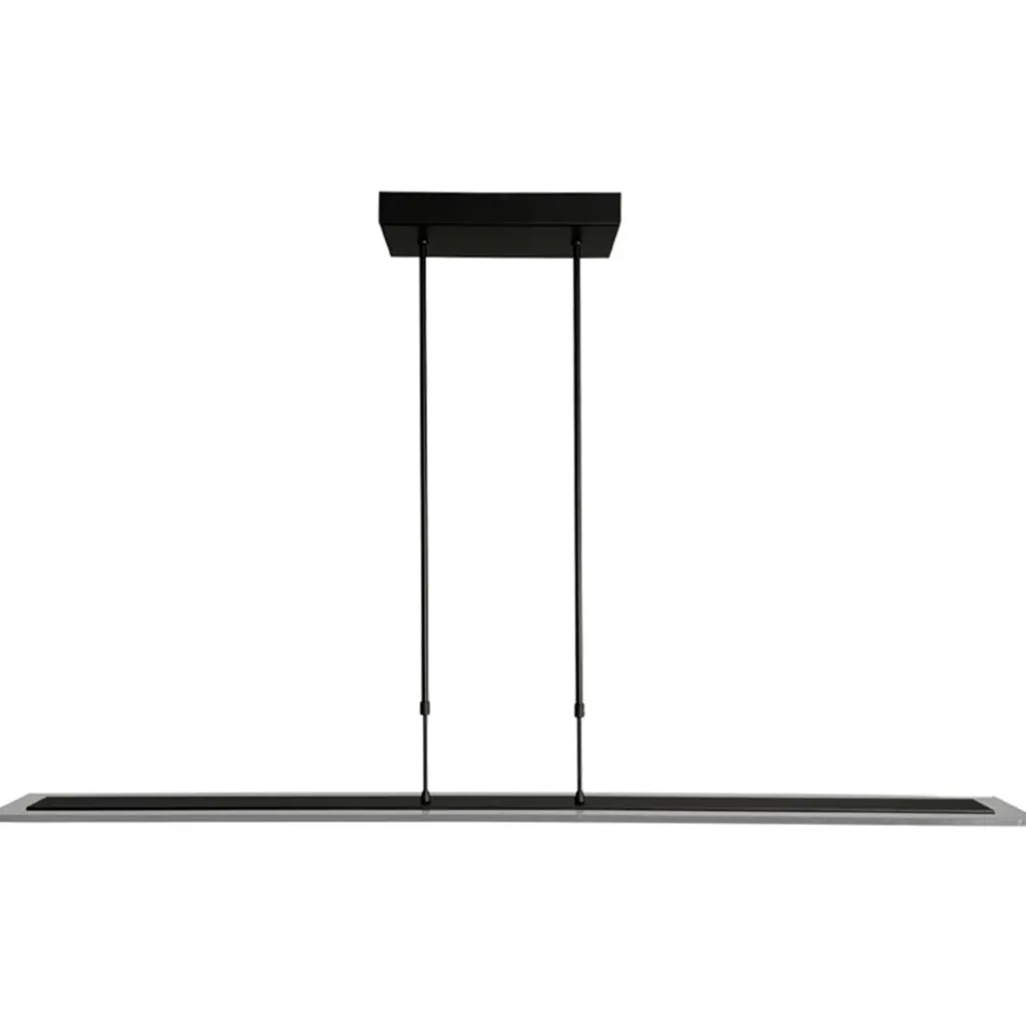 Moderne LED hanglamp balk mat zwart met smoke glas>Straluma