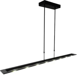 Moderne LED hanglamp balk mat zwart met smoke glas>Straluma