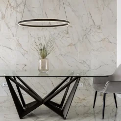 Moderne LED hanglamp zwarte ring 80 cm><noscript><img width=