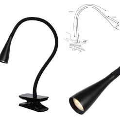 Moderne LED klemlamp zwart inclusief dimbaar LED><noscript><img width=
