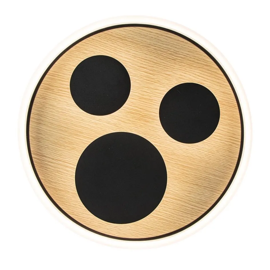 Moderne LED plafondlamp zwart met houtlook 40 cm dimbaar>Straluma Sale