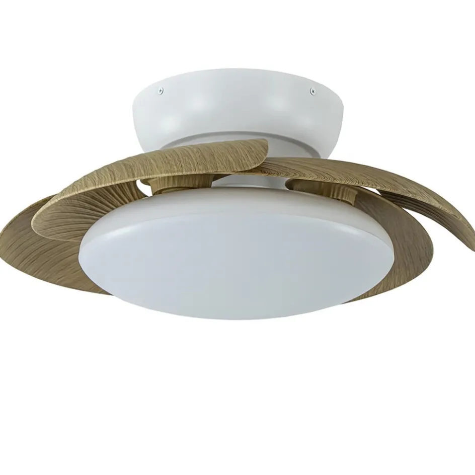 Moderne LED plafondventilator wit met houten bladen>Straluma Outlet