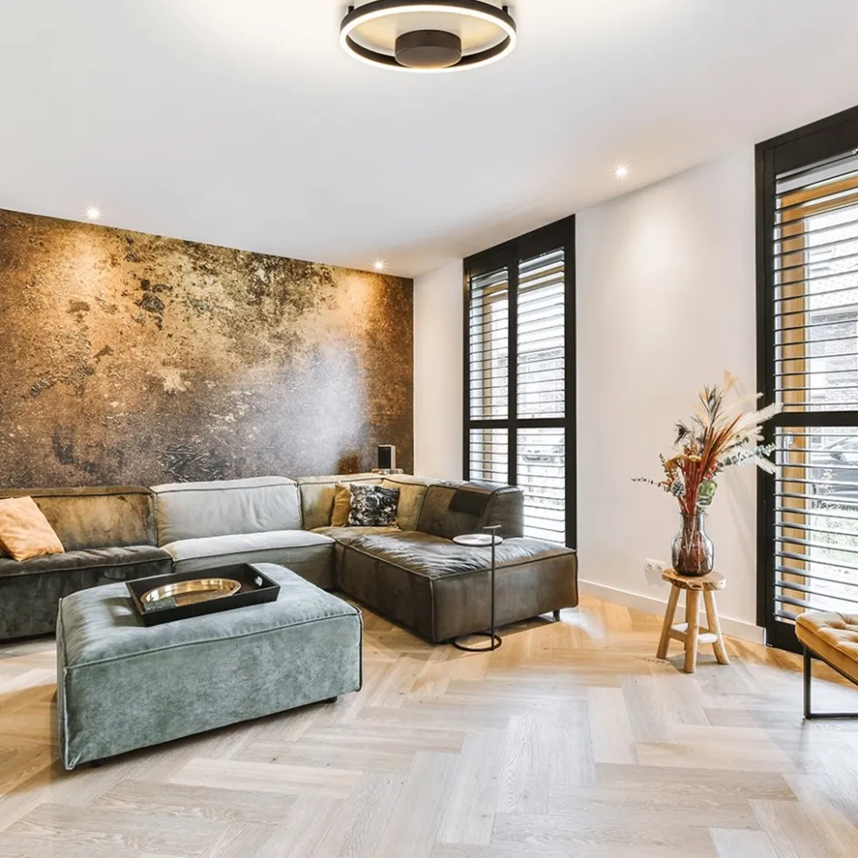 Moderne LED plafond/wandlamp ring zwart>Straluma Sale