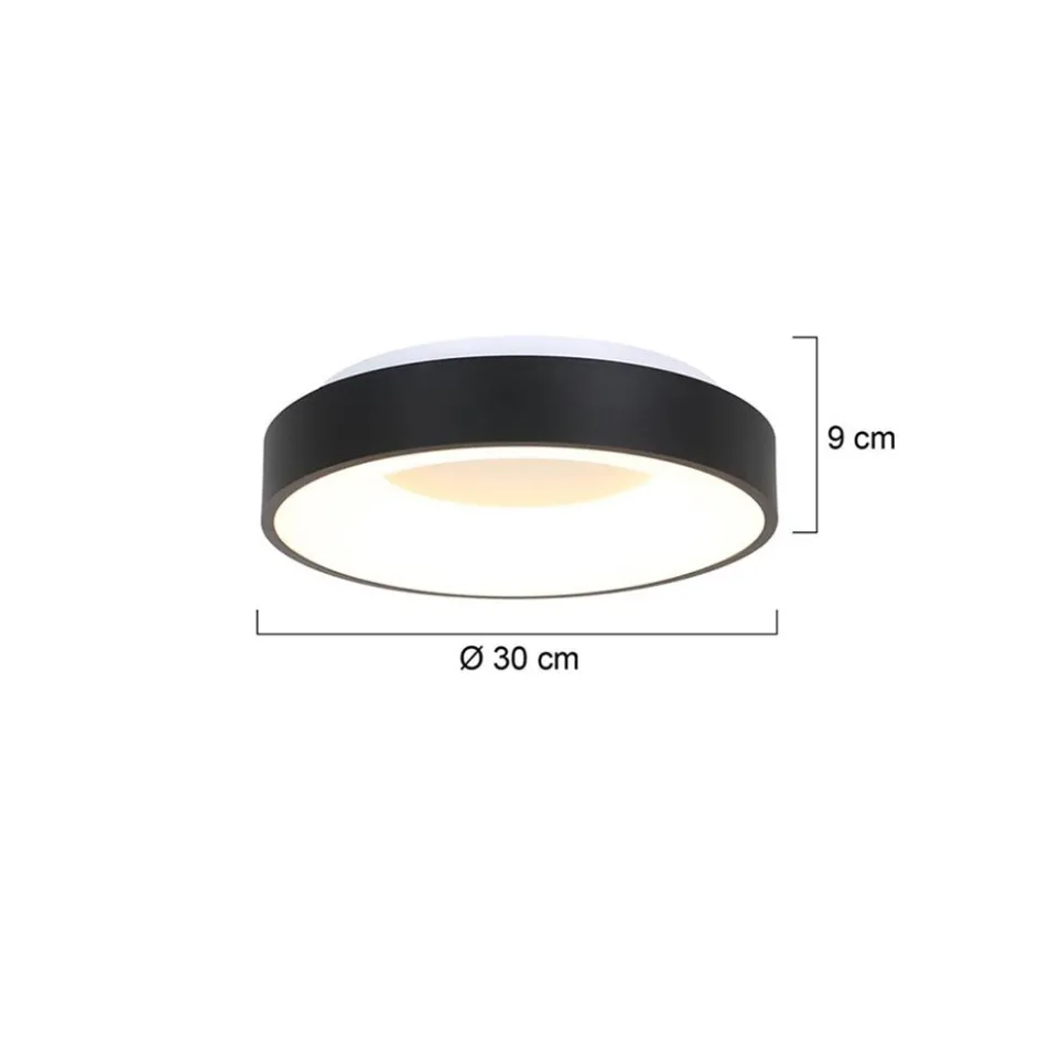 Moderne LED plafonnière zwart rond 30 cm>Straluma Discount