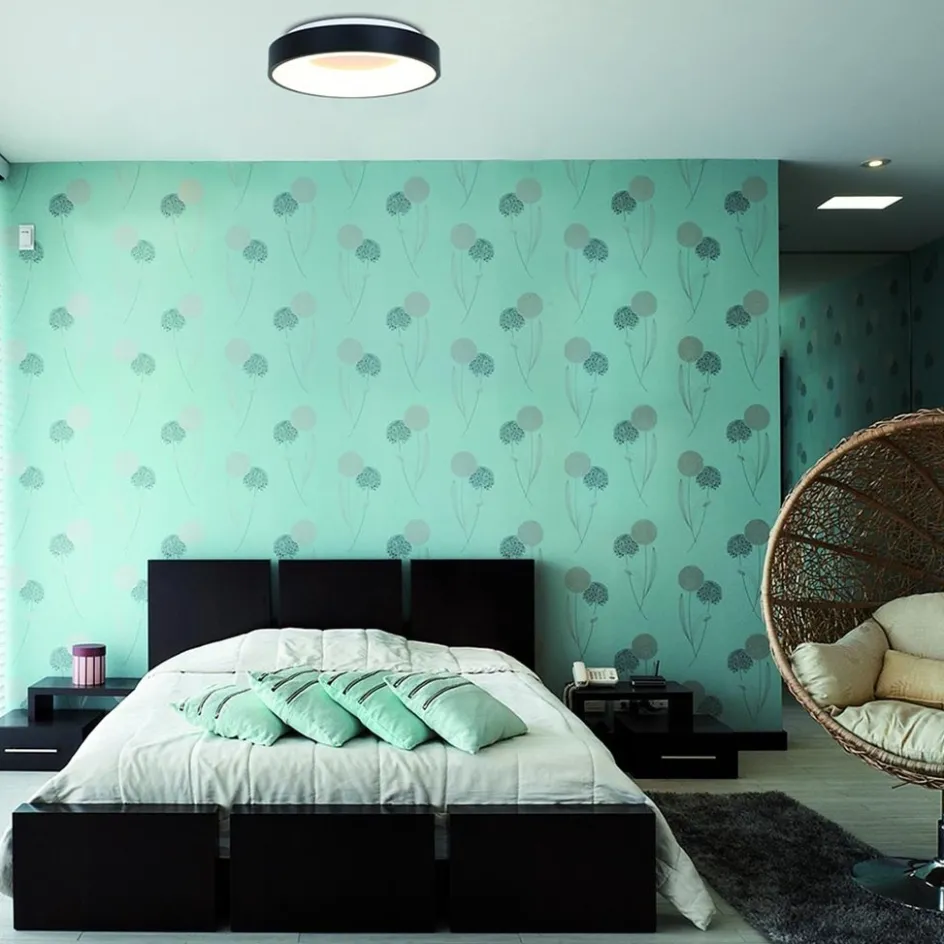 Moderne LED plafonnière zwart rond 30 cm>Straluma Discount