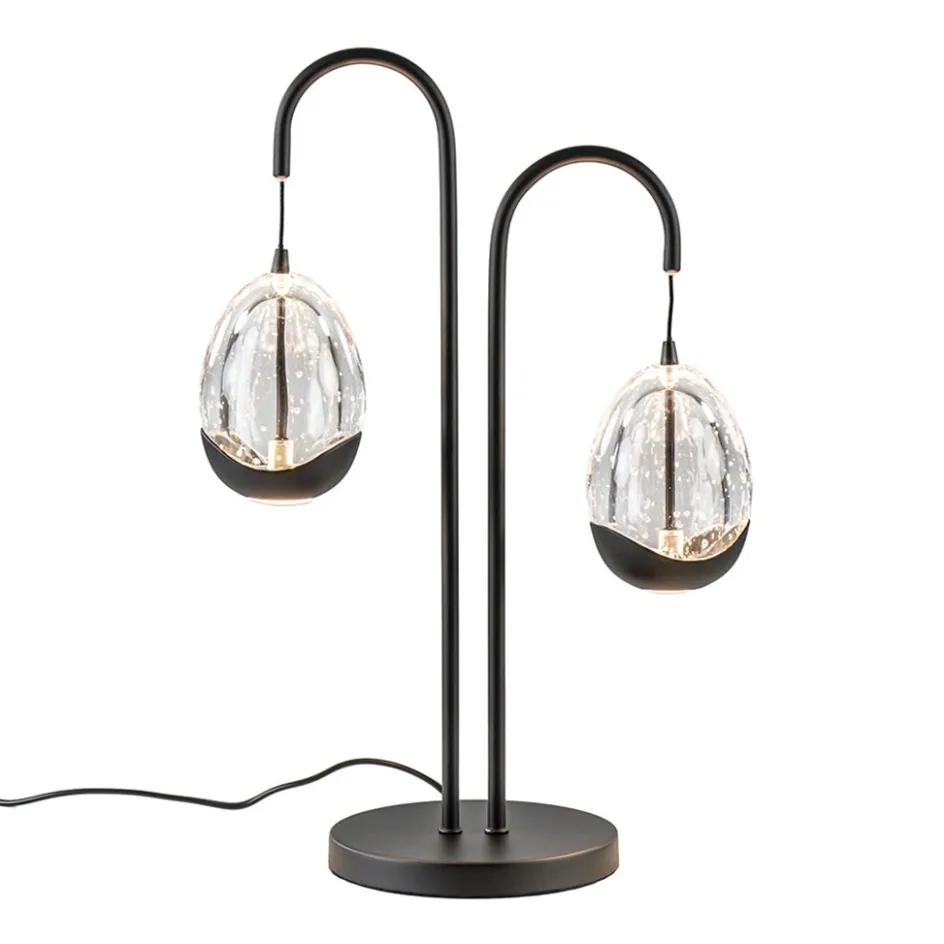 Moderne LED tafellamp egg glas met zwart>Straluma New