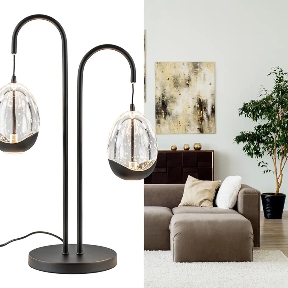 Moderne LED tafellamp egg glas met zwart>Straluma New