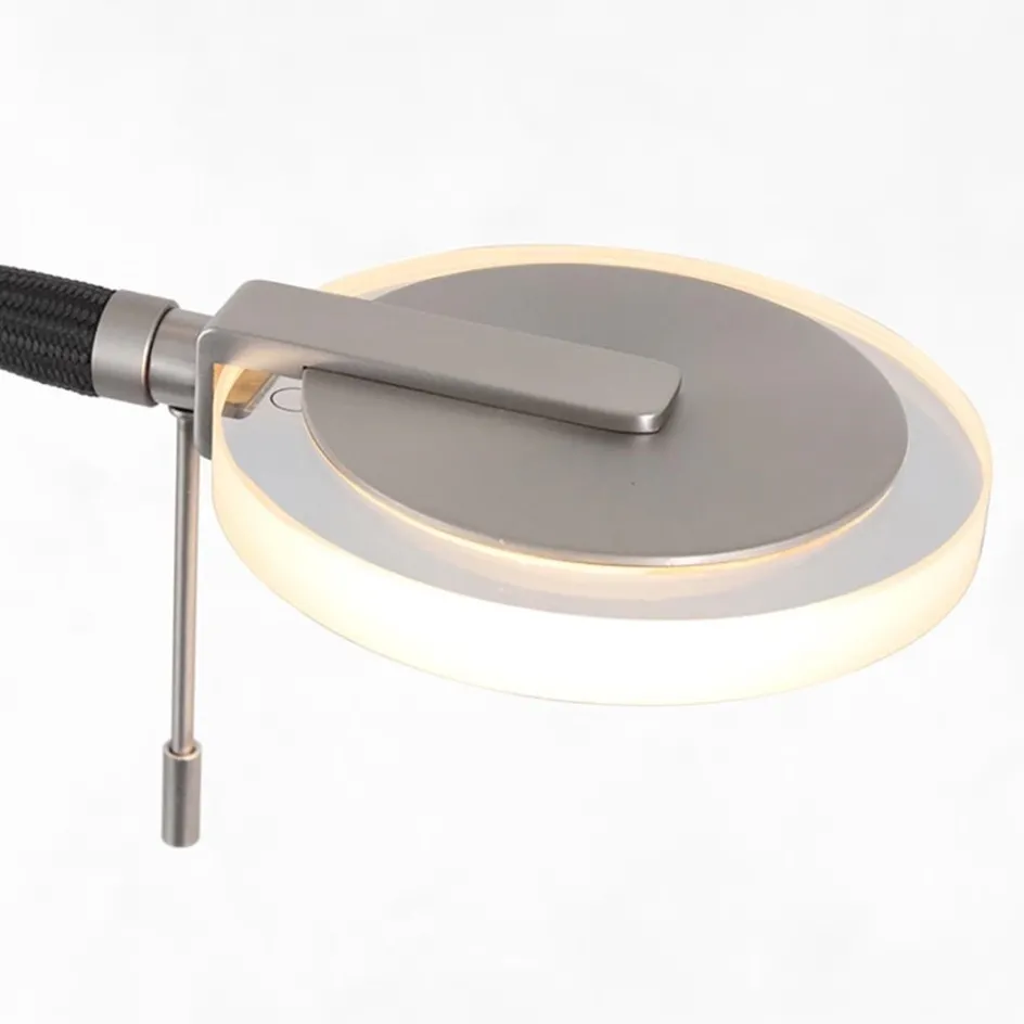 Moderne LED uplighter staal met helder glas en leesarm>Straluma Sale