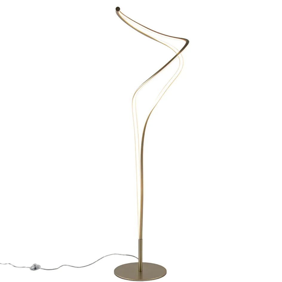 Moderne LED vloerlamp goud dimbaar>Straluma Outlet