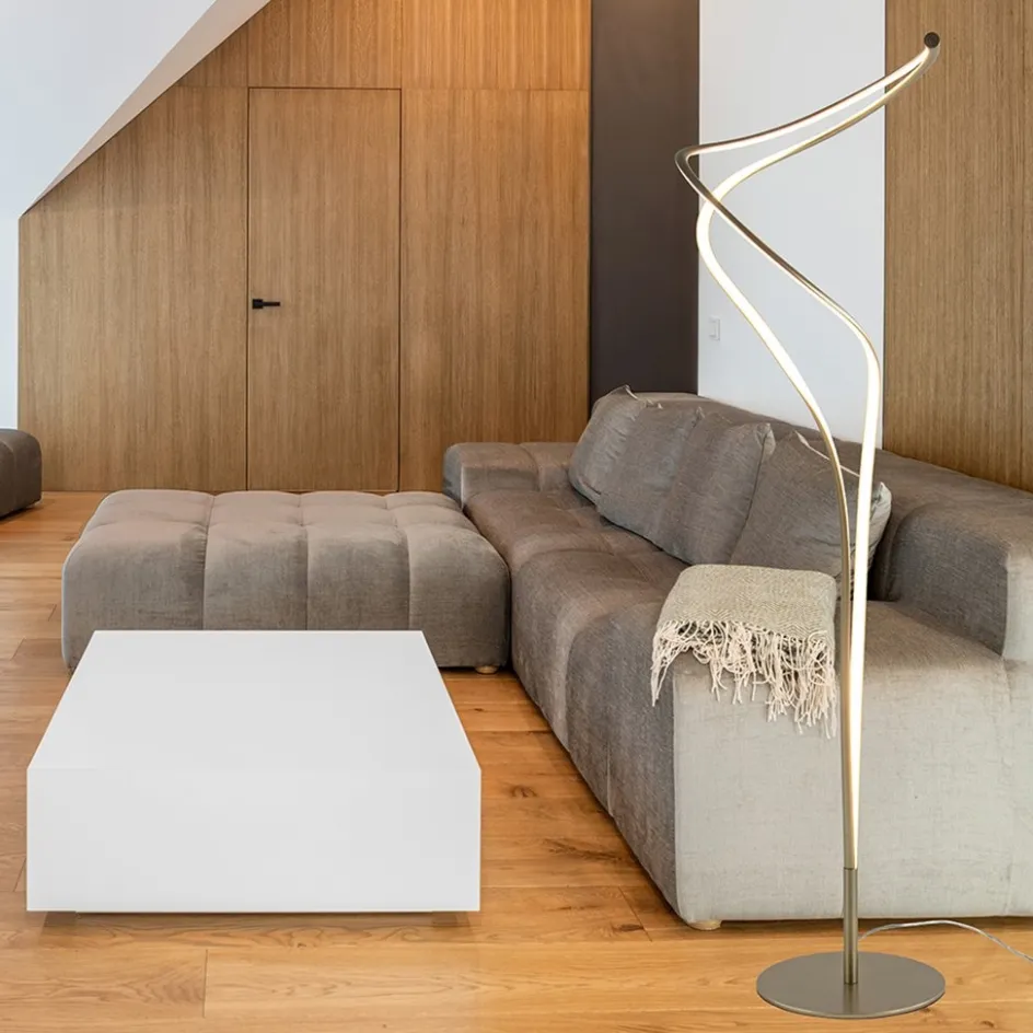 Moderne LED vloerlamp goud dimbaar>Straluma Outlet