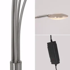Moderne LED vloerlamp 5-lichts geborsteld staal dimbaar><noscript><img width=