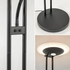 Moderne LED vloerlamp met uplighter en leeslamp mat zwart><noscript><img width=