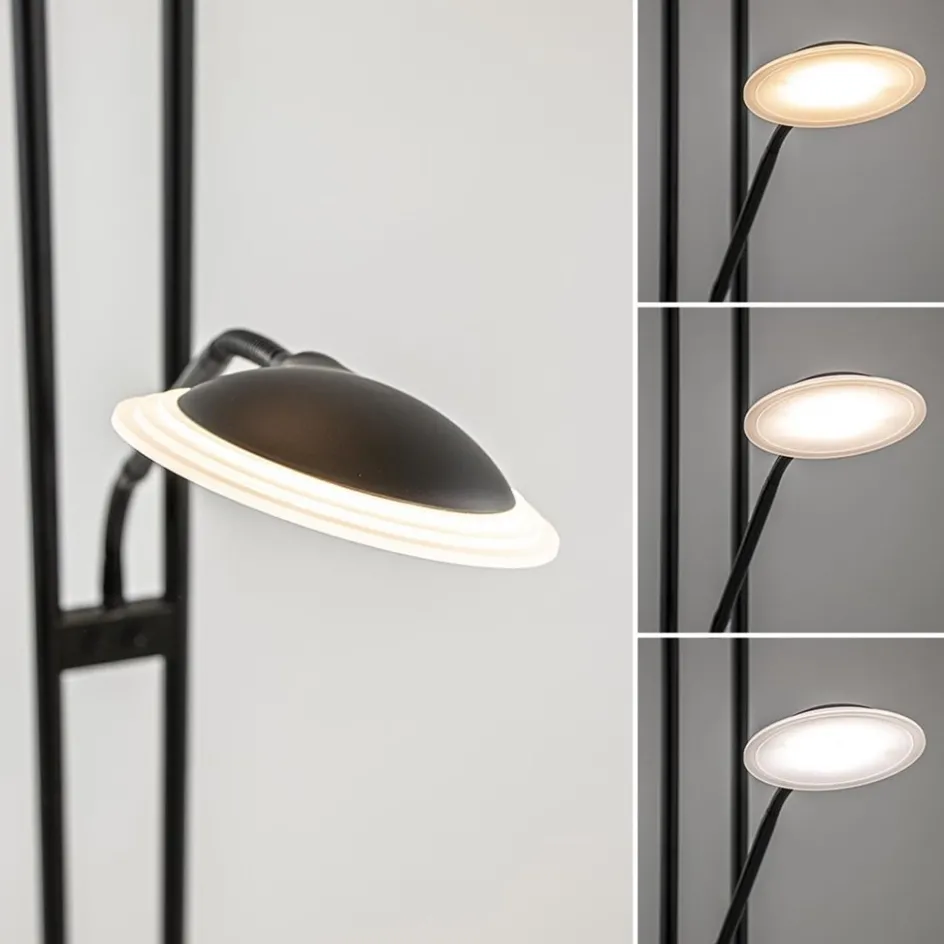 Moderne LED vloerlamp met uplighter en leeslamp mat zwart>Straluma Online