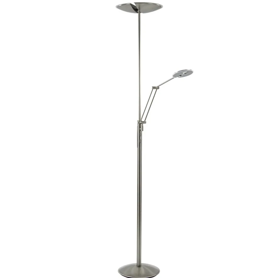 Moderne LED vloerlamp nikkel met uplighter en leeslamp>Straluma Sale