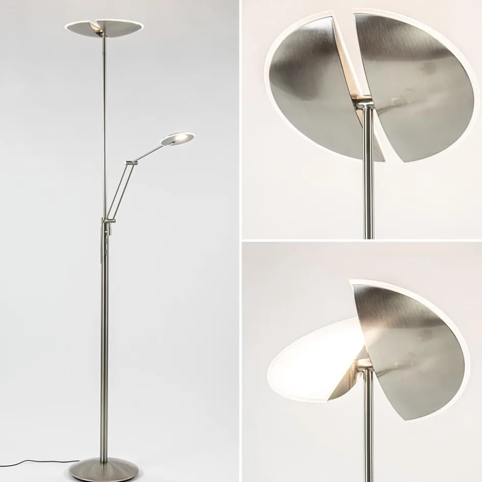 Moderne LED vloerlamp nikkel met uplighter en leeslamp>Straluma Sale