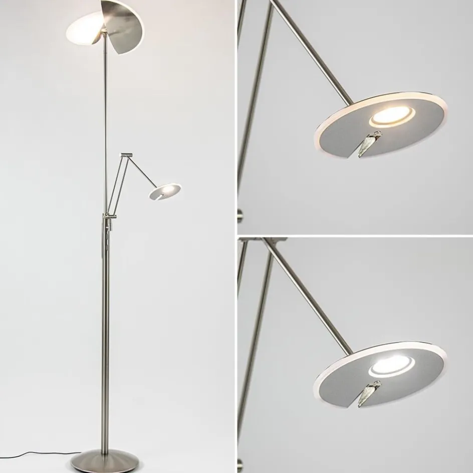 Moderne LED vloerlamp nikkel met uplighter en leeslamp>Straluma Sale