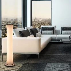 Moderne LED vloerlamp opaal glas met dim to warm><noscript><img width=