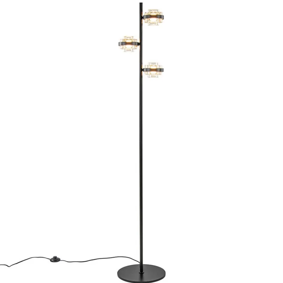 Moderne LED vloerlamp zwart/champagne dimbaar>Straluma Sale