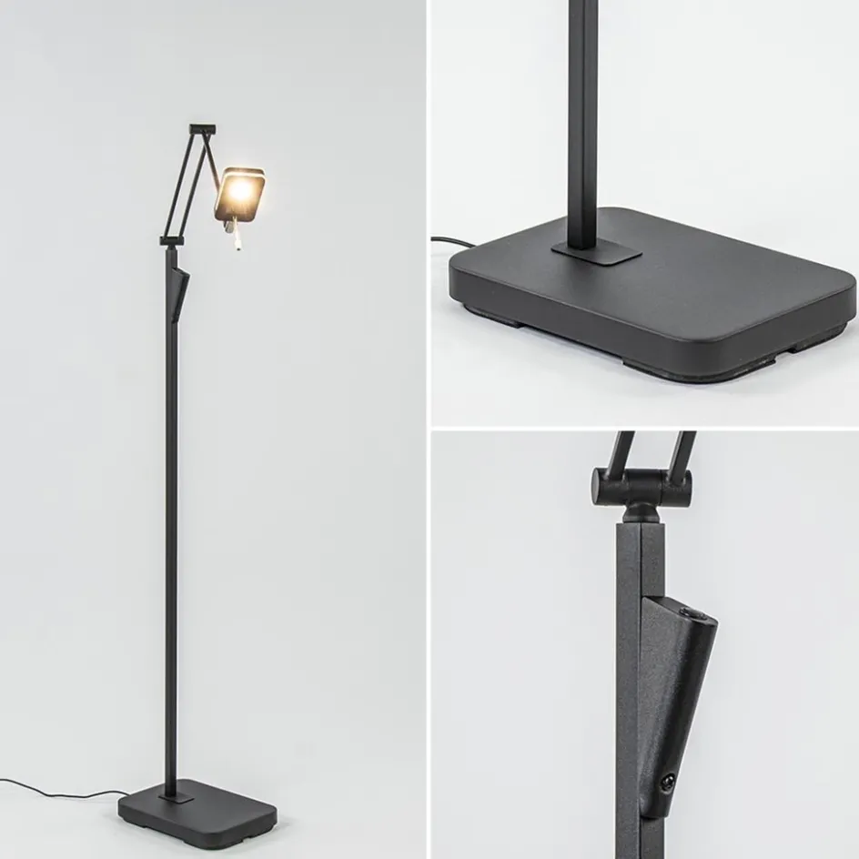 Moderne LED vloerlamp zwart met verstelbare arm>Straluma Online