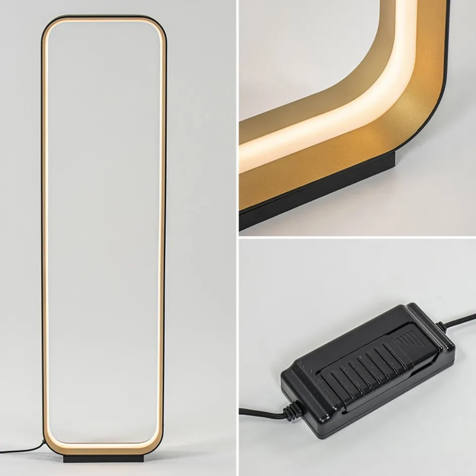 Moderne LED vloerlamp zwart/goud dim to warm>Straluma Hot