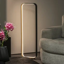 Moderne LED vloerlamp zwart/goud dim to warm><noscript><img width=