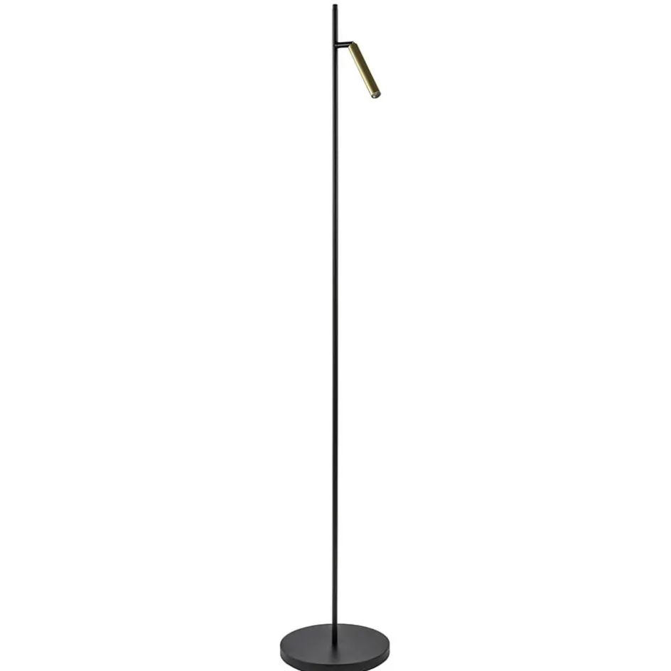 Moderne LED vloerlamp zwart met gouden spot>Straluma Discount