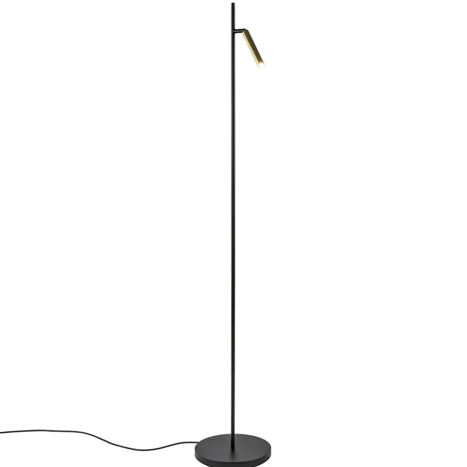 Moderne LED vloerlamp zwart met gouden spot>Straluma Discount