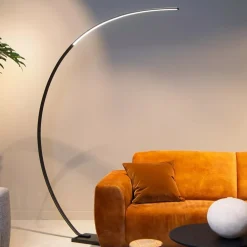 Moderne LED vloerlamp zwart met zwart marmer><noscript><img width=