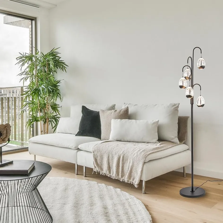 Moderne LED vloerlamp zwart met helder glas>Straluma Hot