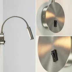 Moderne LED wandlamp nikkel met flexibele arm><noscript><img width=