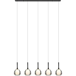 Moderne 5-lichts eettafelhanglamp zwart met dubbel glas>Straluma Discount
