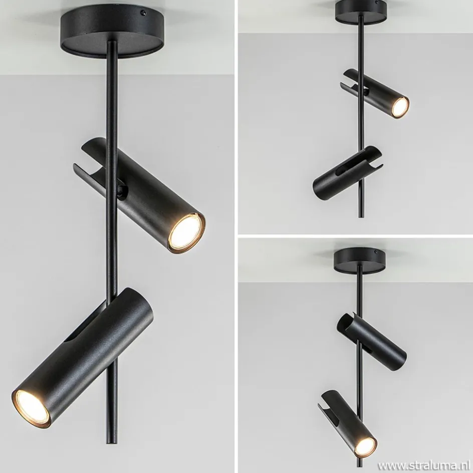 Moderne 2-lichts opbouwspot zwart verstelbaar>Straluma Discount