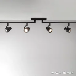Moderne opbouwspot mat zwart 4-lichts>Straluma Online