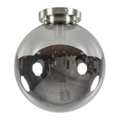 Moderne plafondlamp nikkel met smokey glas>Straluma New