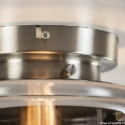 Moderne plafondlamp nikkel met smokey glas><noscript><img width=