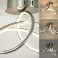 Moderne plafondlamp nikkel inclusief 3-standen dimbaar LED><noscript><img width=