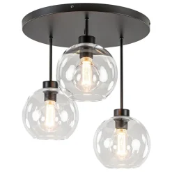 Moderne plafondlamp zwart met 20 cm helder glas>Straluma