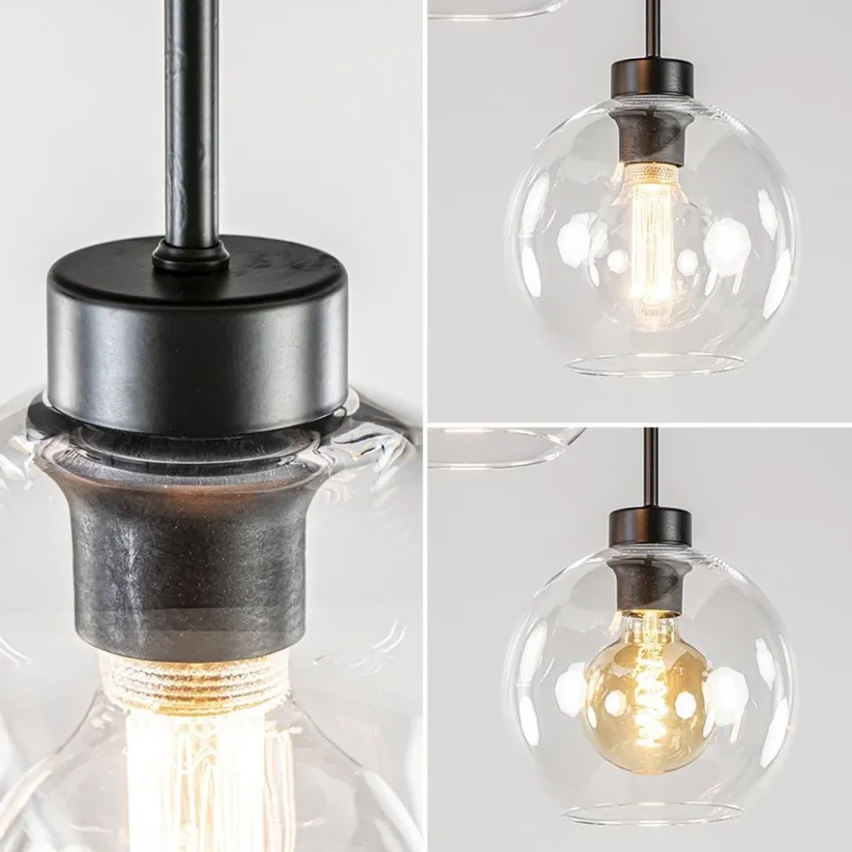 Moderne plafondlamp zwart met 20 cm helder glas>Straluma