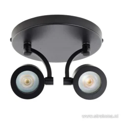 Moderne plafondspot mat zwart 2-lichts></noscript>Straluma